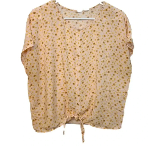 Melrose and Market Orange Floral T-Shirt Blouse Large - Picture 1 of 5
